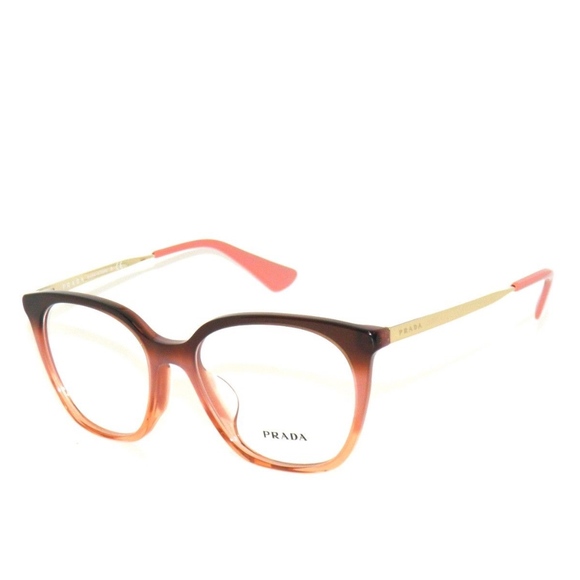 Prada 11T F 53 VX5-1O1 Brown Pink Gold Eyeglasses